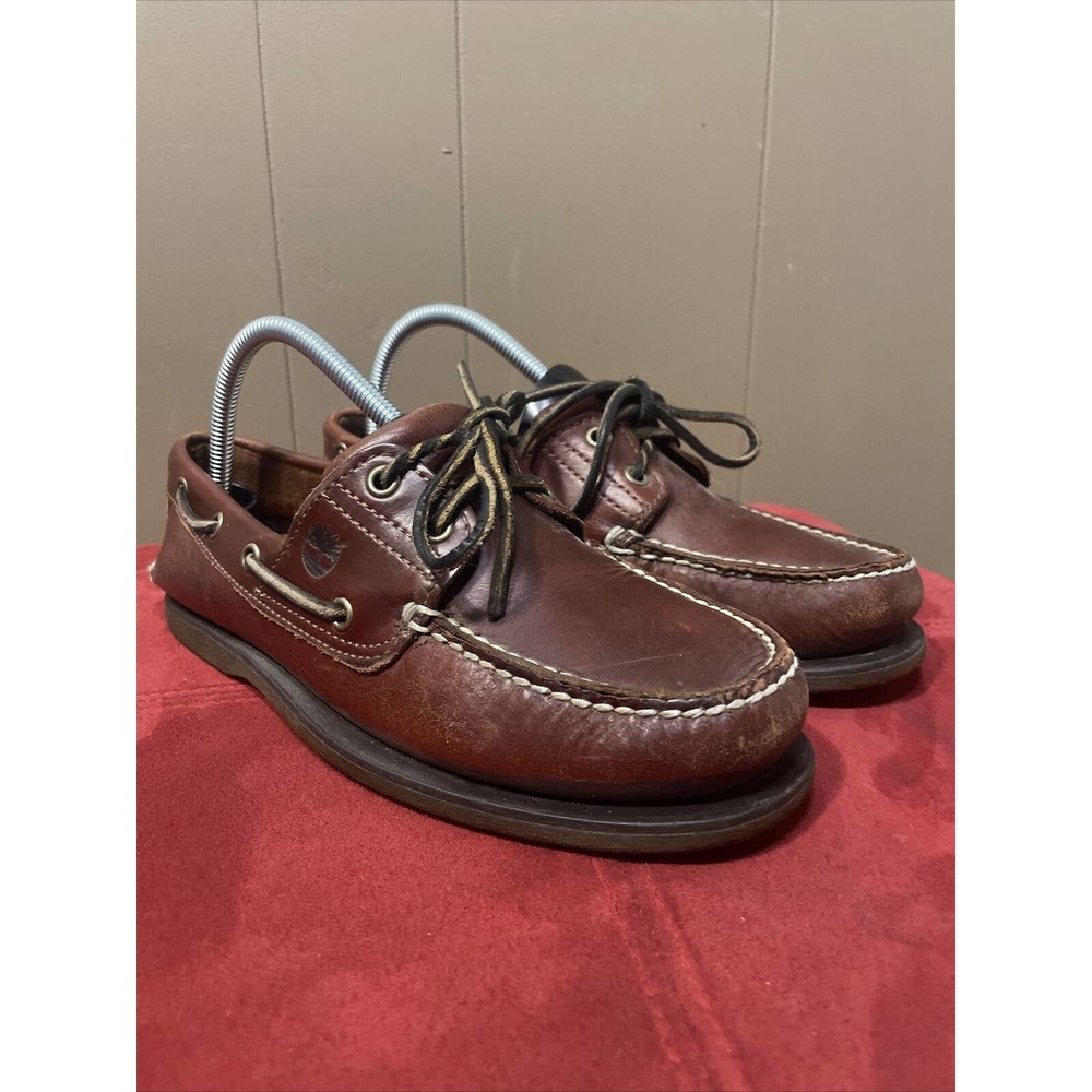 Timberland Classic Hand Sewn 2 Eye Mens 8.5 M Boat Shoe Burgundy